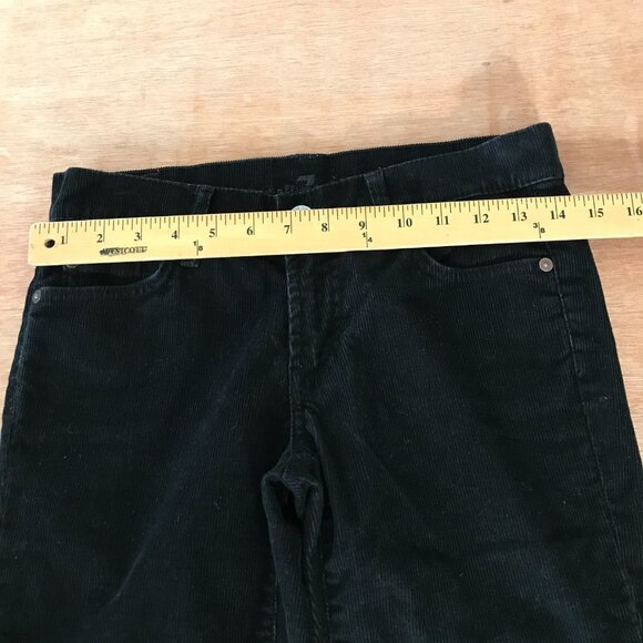 7 for All Mankind Flare Jeans Women 27 Black Low Rise Corduroy Hippie Preppy - Picture 9 of 13